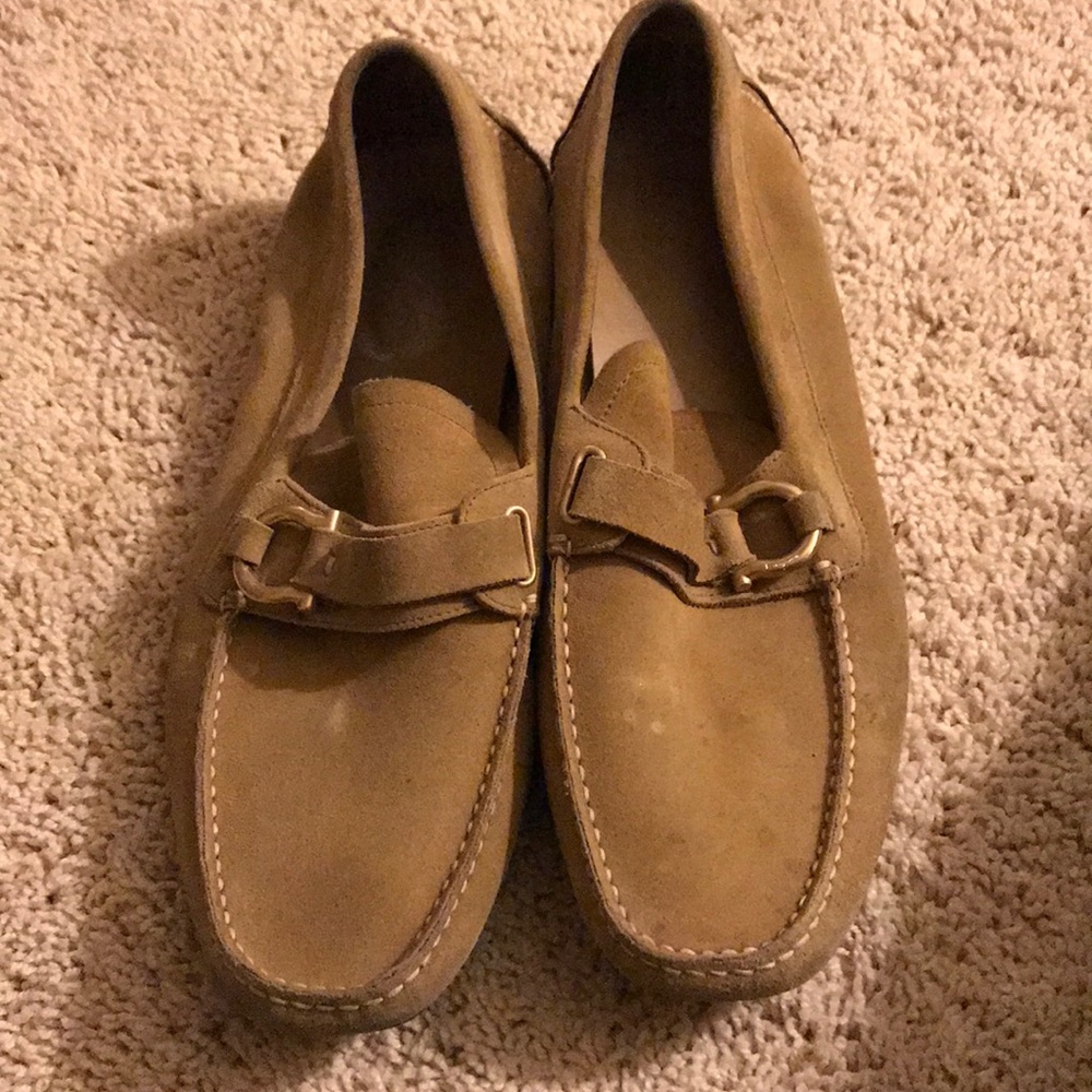 Ferragamo tan suede loafers